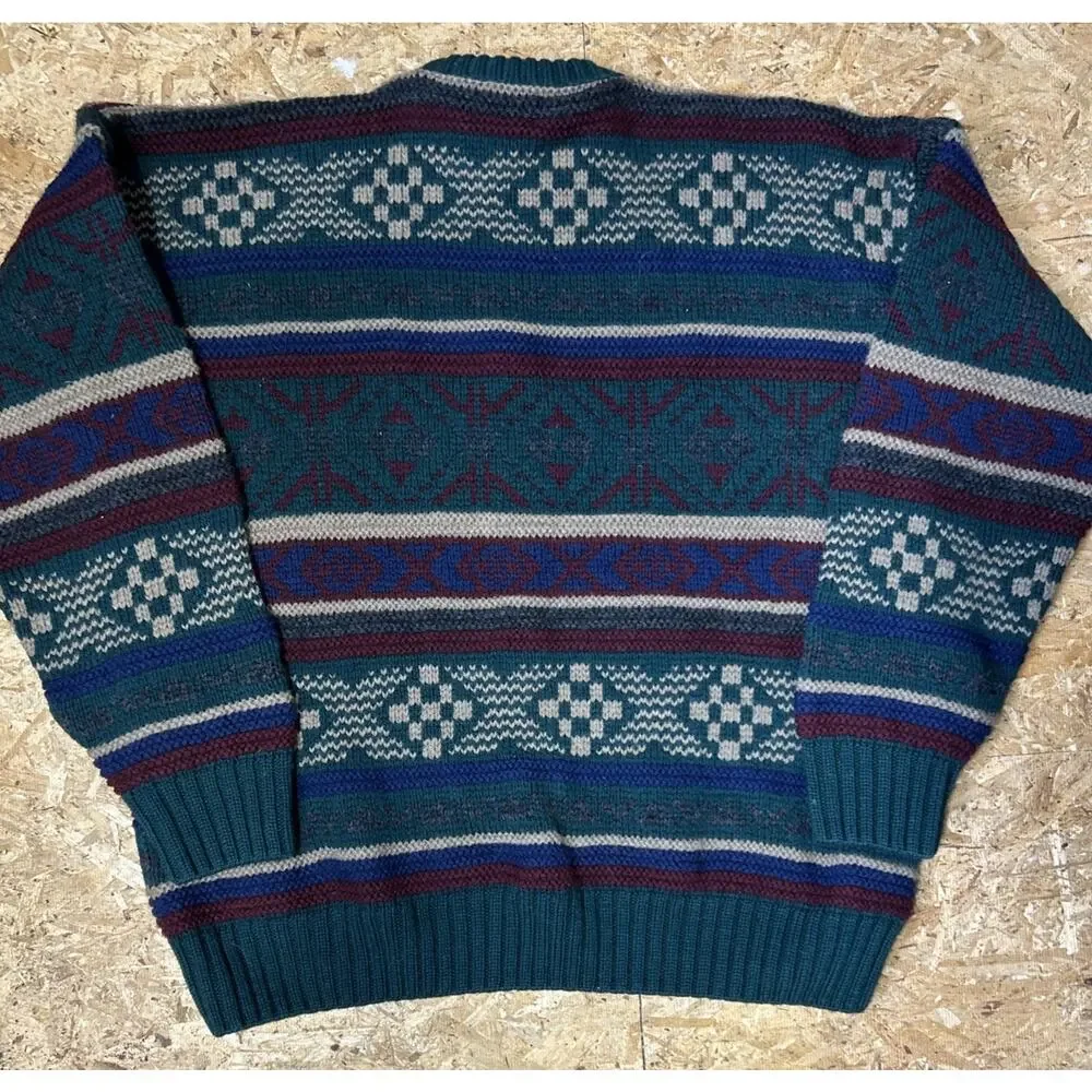 Vtg Lord Jeff Men XL USA 100% Wool Pullover Knit Better Sweater Fair isle Chunky